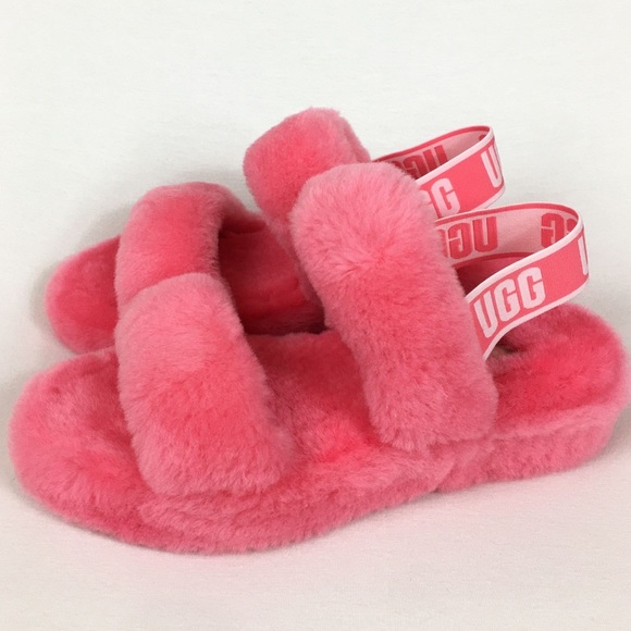 UGG Shoes - UGG Oh Yeah lamb fur Slide platform Slipper Strawberry Sorbet Women’s Size 7